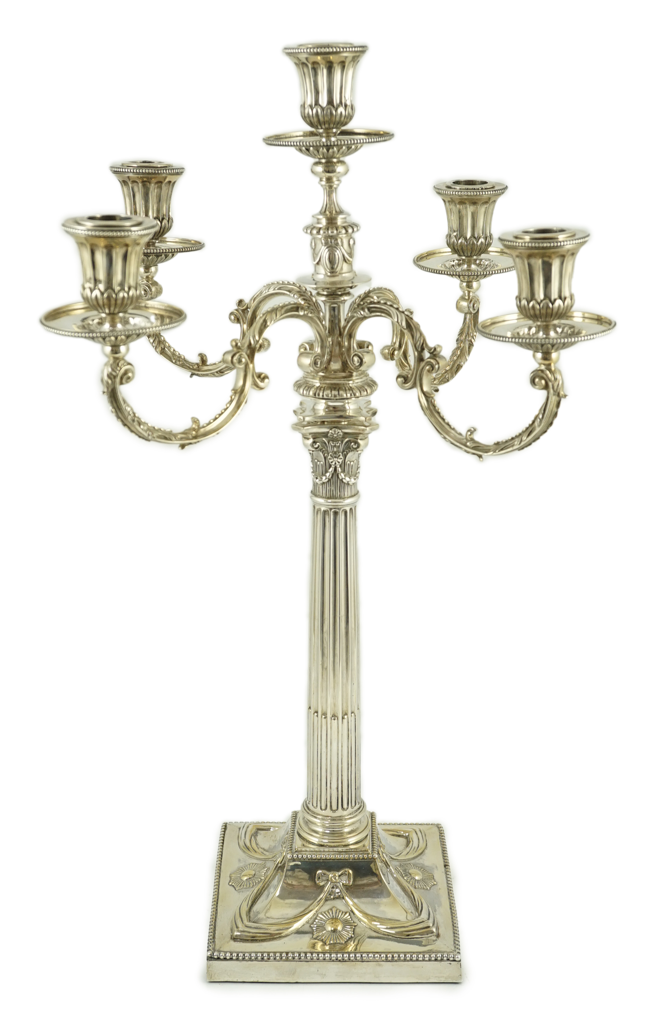 A good Victorian silver four branch, five light candelabrum, by R & S Garrard & Co